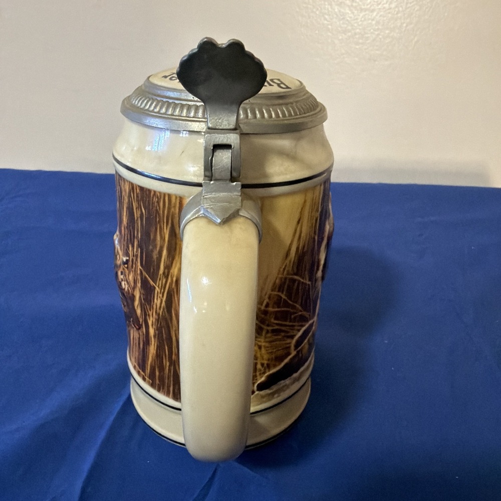 Vintage 1989 Budweiser Endangered Species ASIAN TIGER Beer Stein Mug Lidded 0.5L - Picture 4 of 6